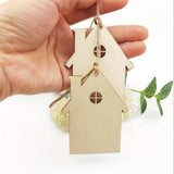 10Pcs Wooden House Cutout Ornaments DIY Wood Craft Projects