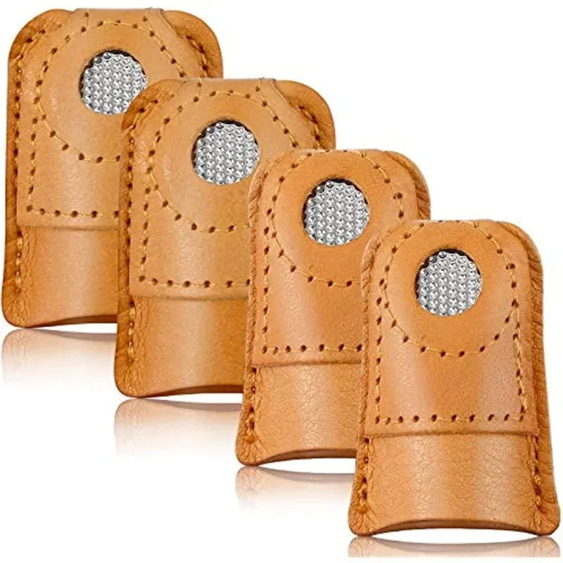 2Pcs Leather Thimble Soft Artificial Sheepskin Needlework Finger Cover Quilting Thimble Sleeve Handmade Sewing Tools