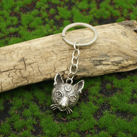 Witch's Cat Head Keyring