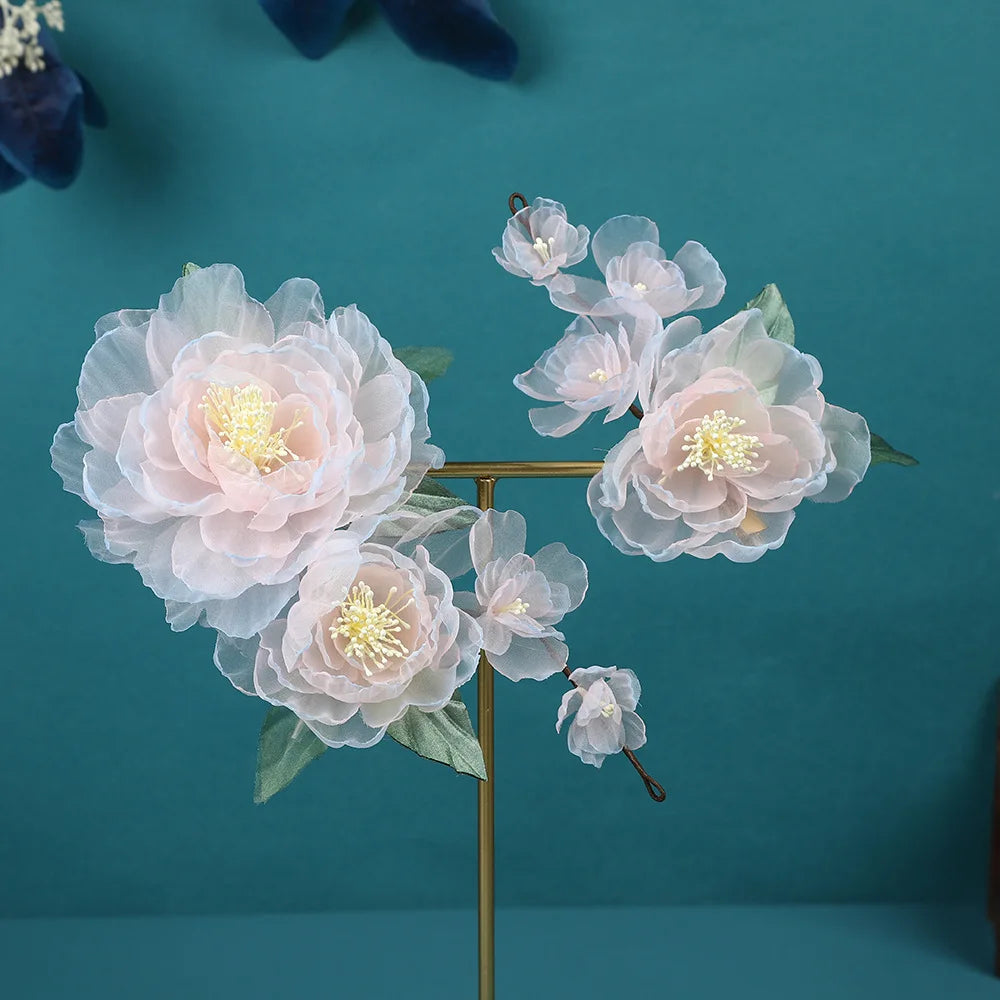 Silk Peony Hair Clip 1/2pcs Flower Hairpins Handmade Bridal Hair Accessories