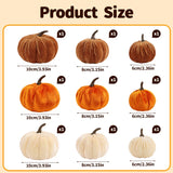 9pcs Velvet Artificial Pumpkins 3 Size Mixed Halloween Party Thanksgiving Home Table Decoration Autumn Fall Decor