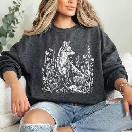 Wildflower Fox Sweatshirt Cottagecore Sweater