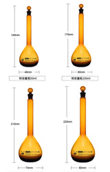 Apothecary Brown Glass Volumetric Flask With Stopper Lab Chemistry Laboratory 5ml-2000ml