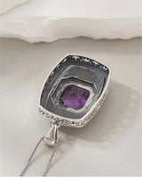 Tiarn's Token S925 Sterling Silver Pendants Tangent Plane Amethyst
