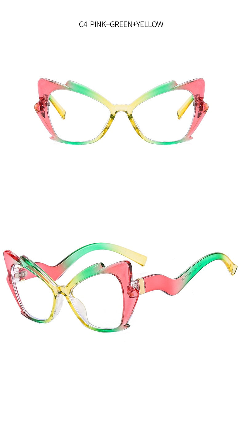 Blue Light Reading Glasses Butterfly Cat Eye Glasses Frame Clear Lens