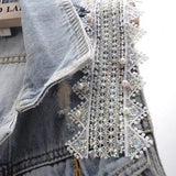 Lace Beaded Denim Vest