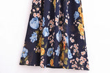 Sharona's Navy Blue Floral Print Spaghetti Strap Dress