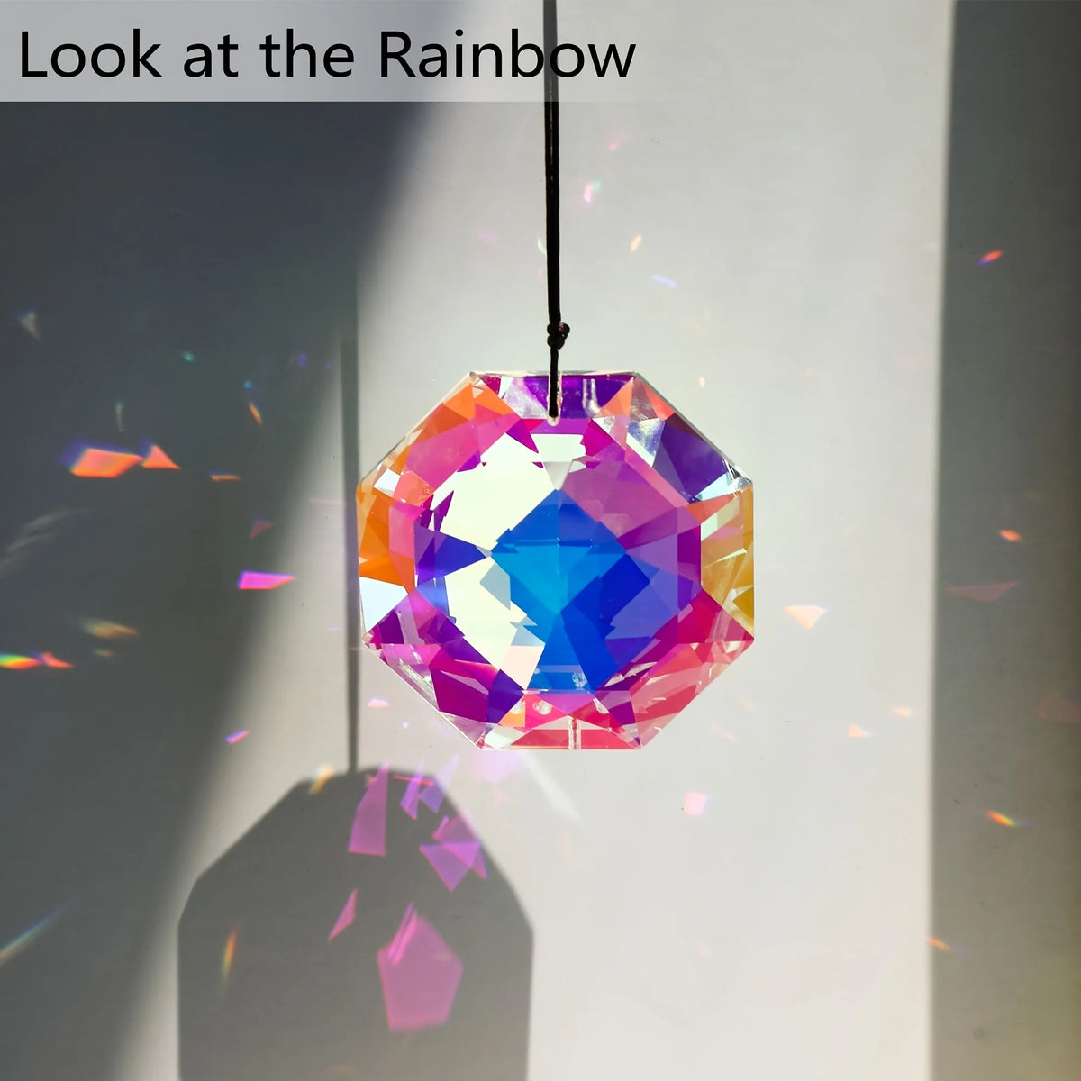 Large Crystal Octagonal Sun Catcher Rainbow Prism 7.5cm