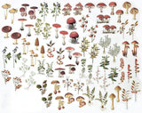 80 PCS Mushrooms Plant Stickers Set PET Transparent Nature Stickers for Scrapbooking