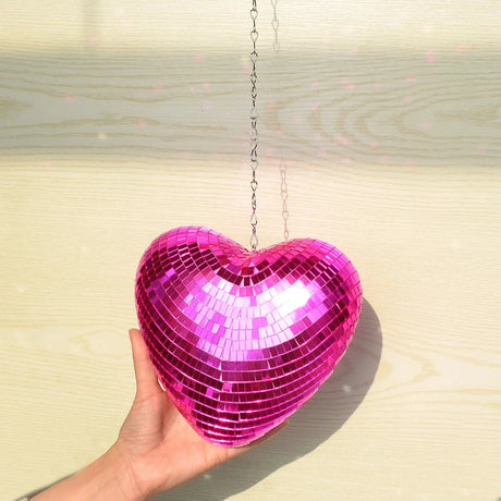 Love Heart Disco Ball Hanging Decoration with Chain