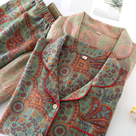 Sunday Mornings Paisley Pyjamas 2 Piece Cotton Loungewear Sleepwear