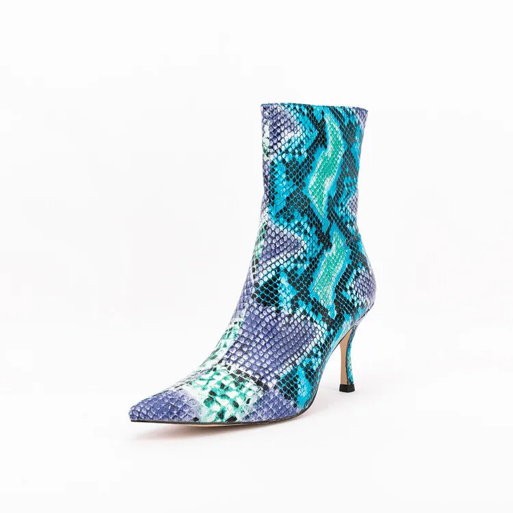 Sssseriously Ssssasssy Sssshort Boots Black Red Snake Ankle Boots