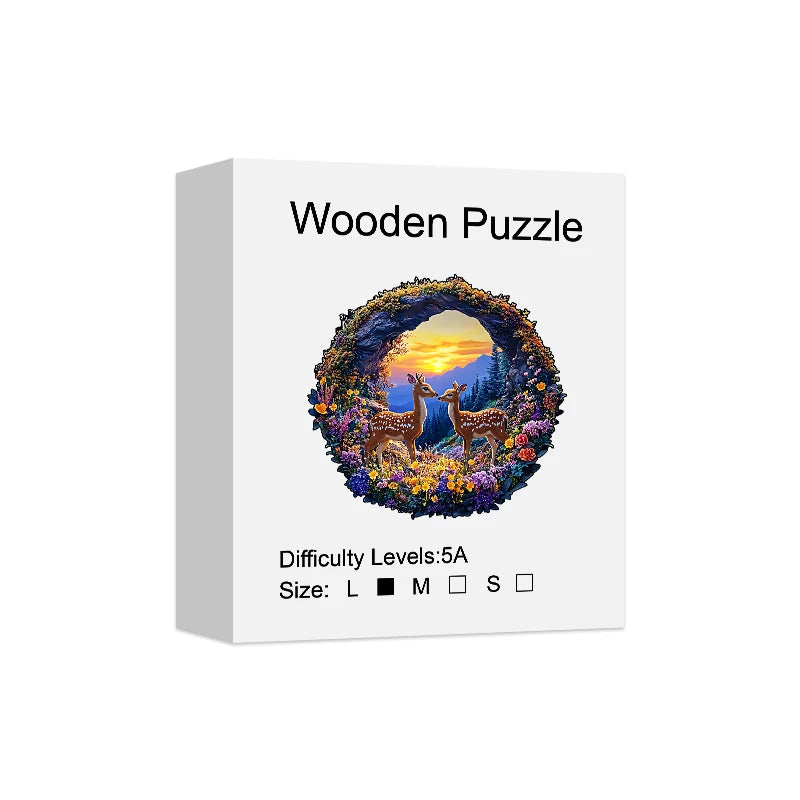 Spring Mountain Deer Unique Shape Wooden Jigsaw Puzzles