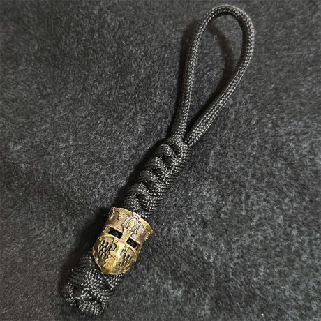 Brass Spartan Warrior Helmet Paracord Beads Lanyard Dreadlock Beard Bead