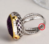 Lady of the Depths S925 Sterling Silver Ring Natural Amethyst Occidental Topaz Zircon