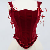 Delphine's Velvet Corset Over Bust Lace Up Boned Bodice 4 Colours