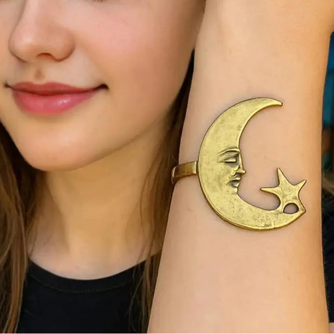 Golden Moon Star Arm Cuff Bracelet Bangle