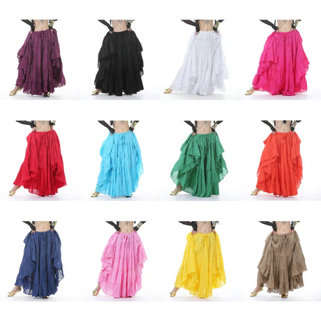 Tribal Belly Dance Flax Linen Gypsy Skirt Full Circle Dancewear 14 Colours