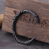 Stainless Steel Nordic Viking Norse Raven Cuff Bangle Mens Gift with Wooden Box
