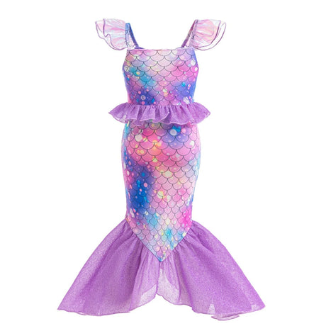 Little Girl Mermaid Ariel Princess Dress Halloween Cosplay Children's Birthday Party Costume