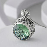 The Abyss Portal Key S925 Sterling Silver Pendants Tangent Plane Green Crystal