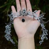 Witch Halo Black Crescent Moon Hairband Pagan Crystal Moon Crown