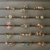 Sweet and Dainty Colourful Zircon Rings Gift Idea
