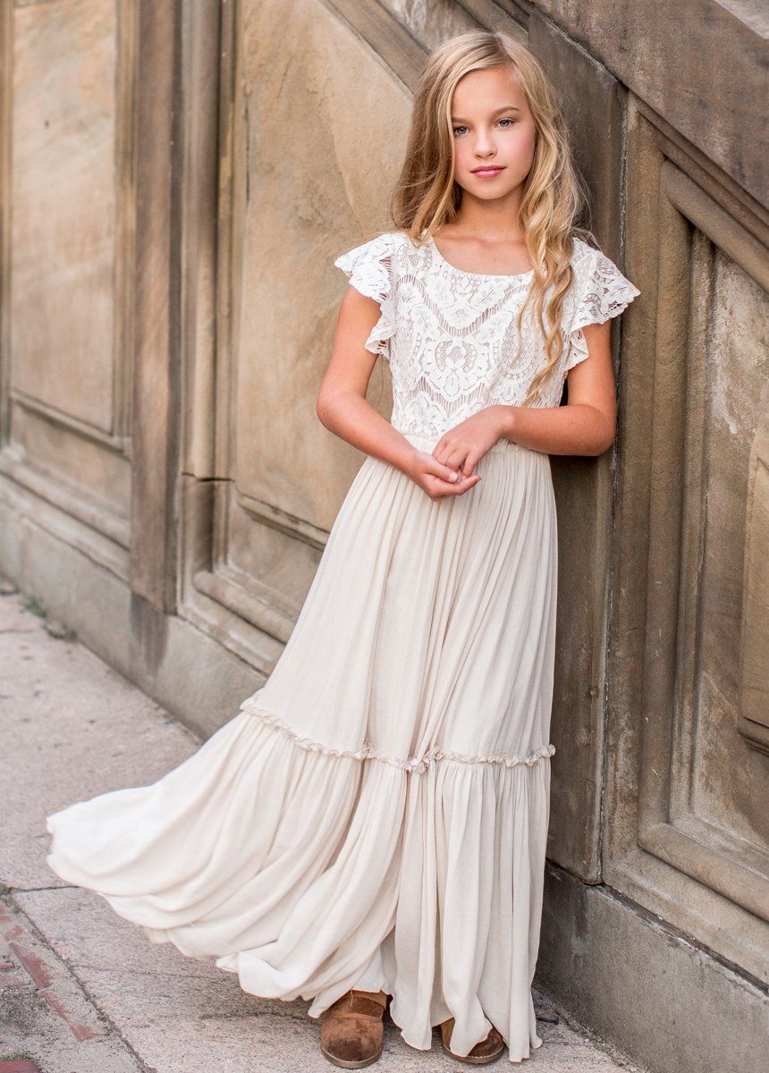 Girls Maxi Lace Chiffon Photoshoot Dresses For 3-15 Years