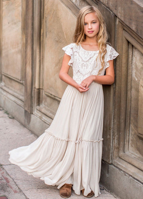 Girls Maxi Lace Chiffon Photoshoot Dresses For 3-15 Years