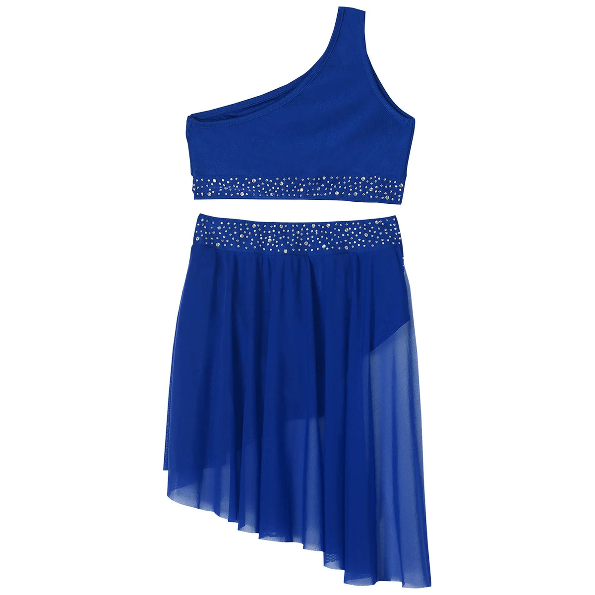 Girls Dance One Shoulder Crop Top Wrap Tutu Skirt Set