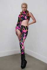 Asymmetrical Women Cyberpunk  Bodysuit Costume Colourful Jumpsuit Cosplay Halloween Party Performance Suit