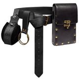 5Pcs/Set Medieval Faux Leather Belt Waist Bag Renaissance Steampunk Cosplay Accessories Set ﻿
