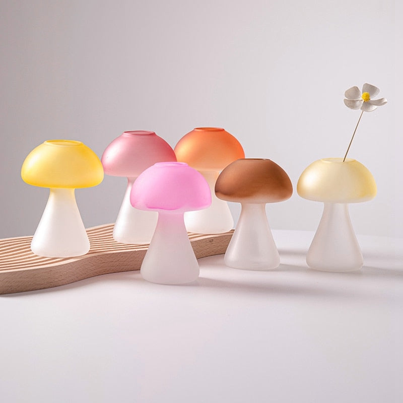 Mushroom Glass Vase Plant Hydroponic Terrarium Vase