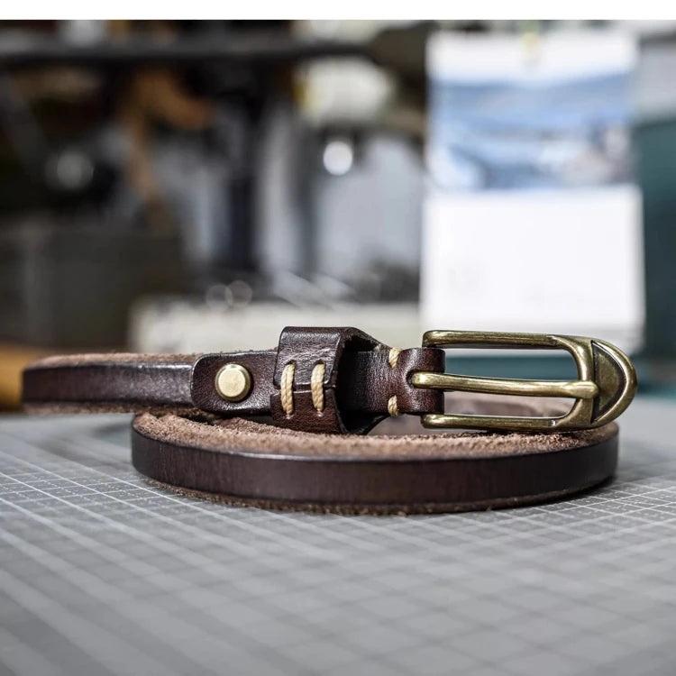 Shallee's Genuine Leather Women's Belt Pure Copper Button Western Cowboy Style