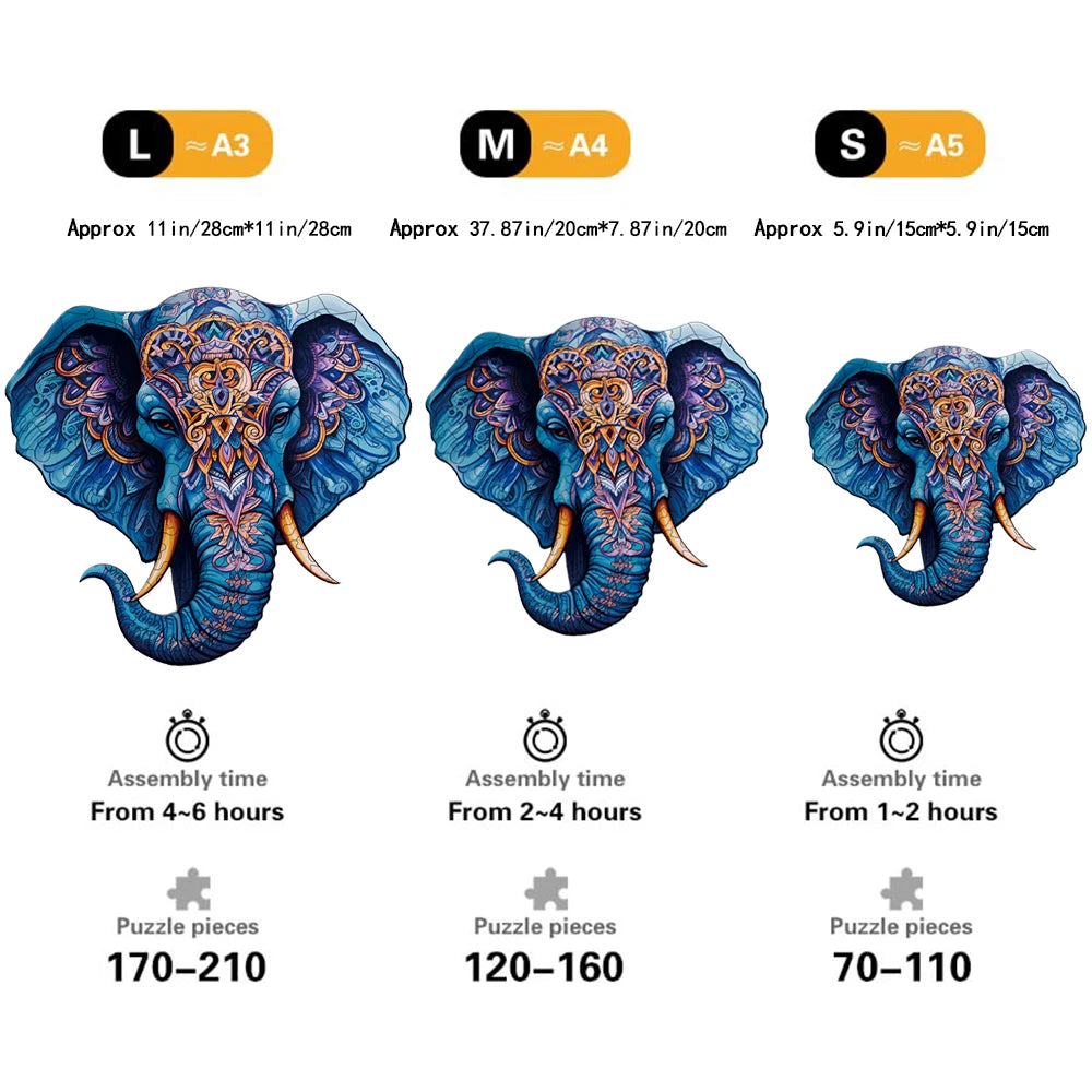 Blue Elephant Wooden Jigsaw Puzzle