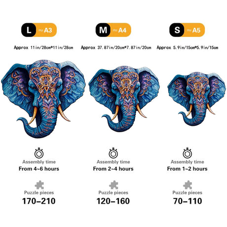 Blue Elephant Wooden Jigsaw Puzzle