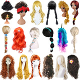 Girl's Princess Wigs Halloween Costumes Rapunzel Disguised Little Mermaid Elsa Aurora Snow White