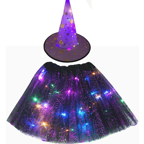 LED Witch Stars Tutu Skirt Glow Party Costumes Halloween