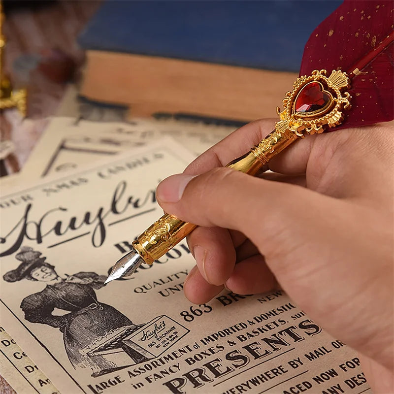 Wizard's Gift Calligraphy Feather Dip Pen Writing Set