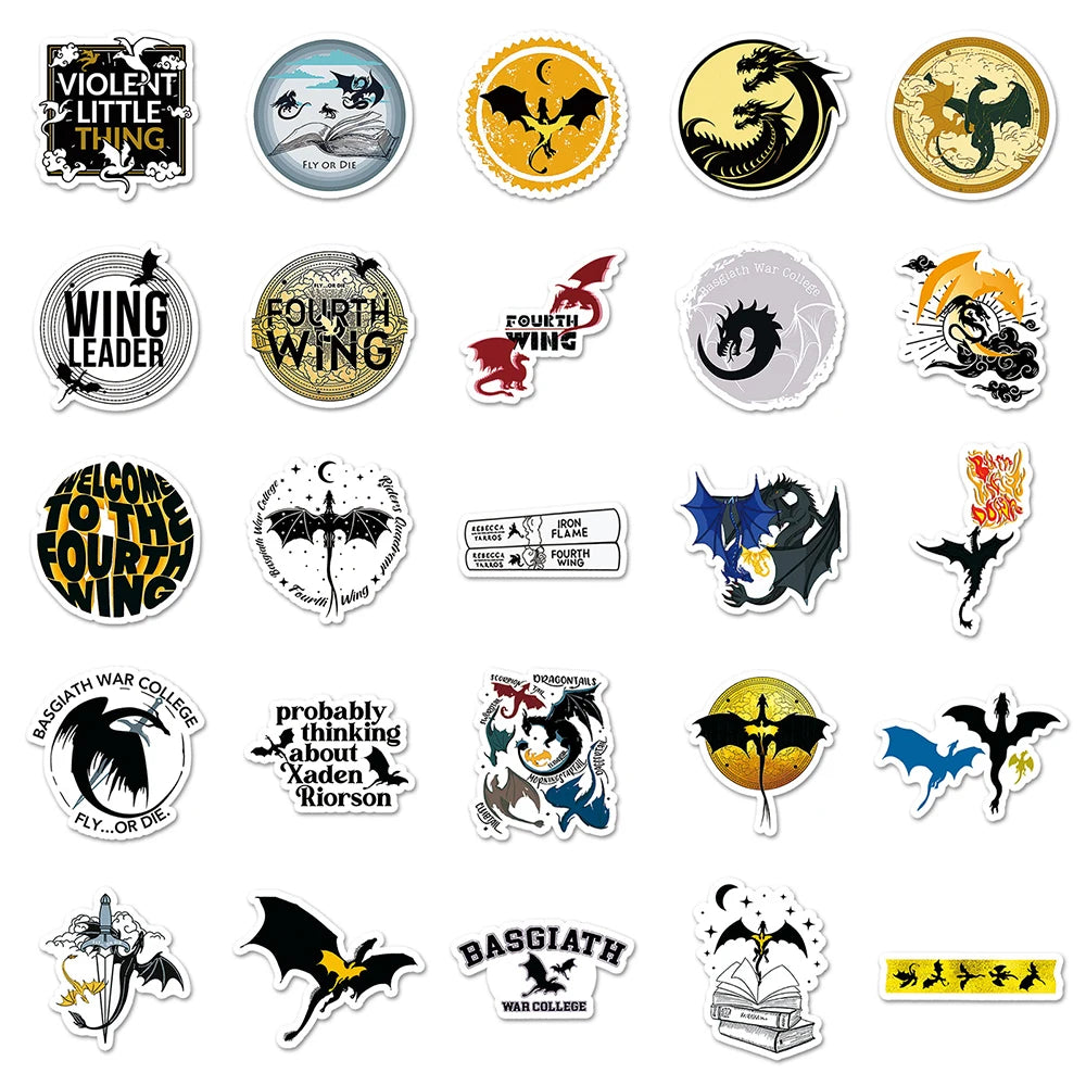 50pcs Fourth Wing Fantasy Novel Stickers