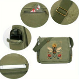 Golden Bee Print Canvas Shoulder Bag Crossbody Messenger Bag