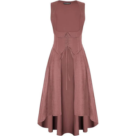 Medieval Renaissance Lace-Up Vest Dress Irregular Hem Overlayer Dress Cosplay Costume