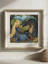 Princess and Dragon 30X30CM Stamped Cross Stitch DIY Kit 11/14/16CT