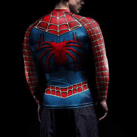 Spiderman Rash Guards Compression Shirts Men Workout Long Sleeve Tops Fitness Sportswear