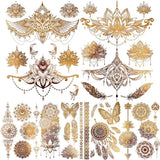 Golden Lotus Temporary Tattoos Mandala Butterfly Dream Catcher Body Art