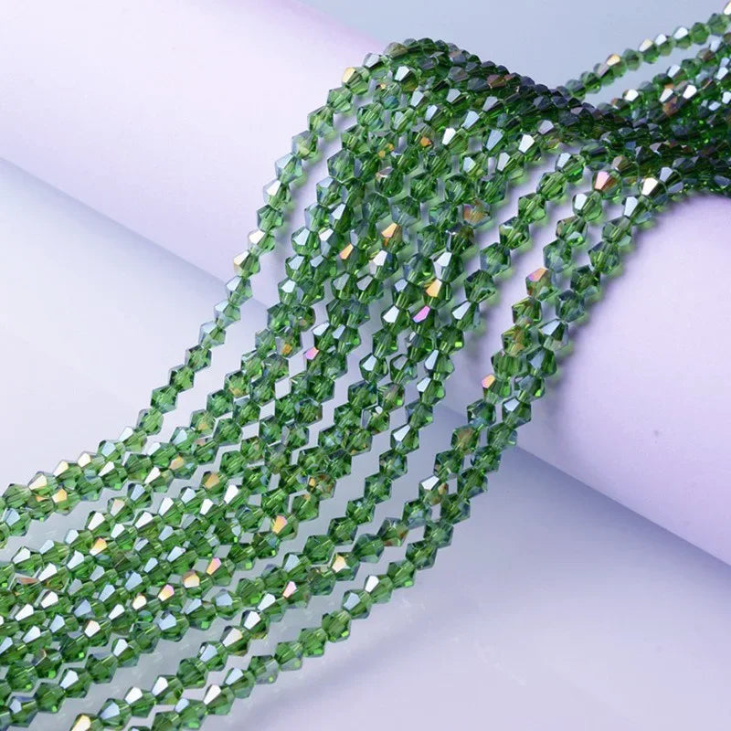 3/4/6mm Rainbow Austria Bicone Crystal Beads AB Colour Faceted Glass Beads for DIY Jewellery Making