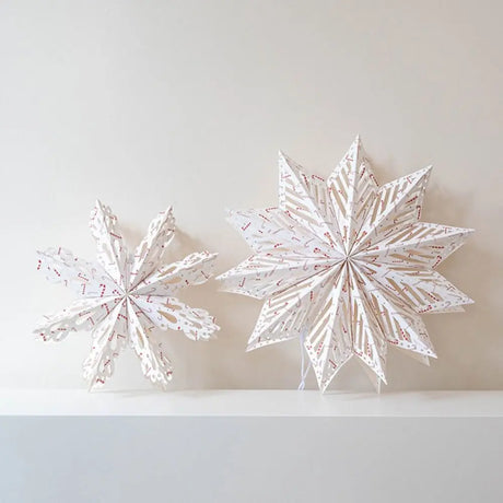 Paper 3D Christmas Tree Lampshade Hanging Snowflake Shape Star Decorative Lampshade Ceiling Pendant 30cm