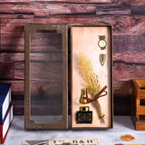 Golden Feather Quill Pens Set Dip Fountain Pens Ink Stationery Writing Gift Box Sets