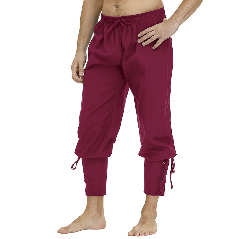 Medieval Pants Viking Costume Pirate Trousers Lace Up Renaissance LARP Cosplay