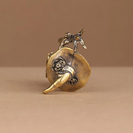 Brass Frog Wizard Statue Desktop Ornament